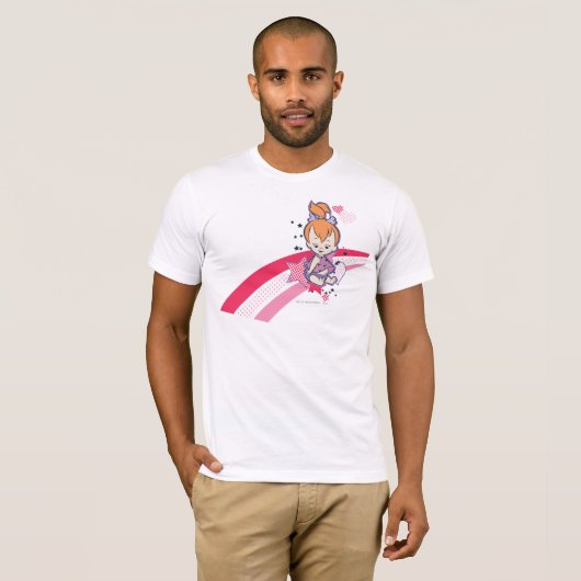 PEBBLES™ op roze regenboog T-shirt (Voorkant volledig)