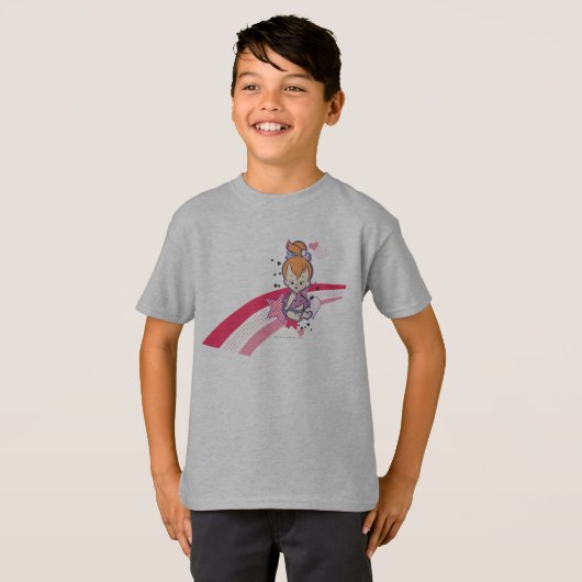PEBBLES™ op roze regenboog T-shirt (Voorkant volledig)