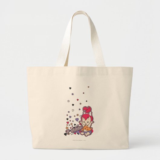 PEBBLES™ Paars hart Grote Tote Bag (Voorkant)