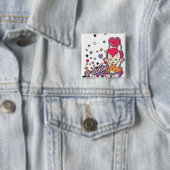 PEBBLES™ Paars hart Vierkante Button 5,1 Cm (In situ)