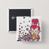 PEBBLES™ Paars hart Vierkante Button 5,1 Cm (Voorkant /achterkant)