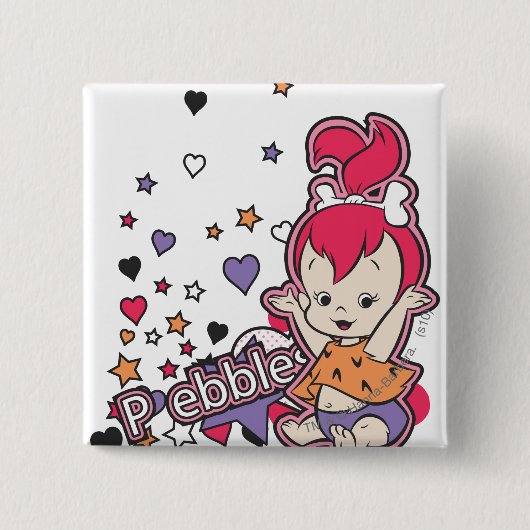 PEBBLES™ Paars hart Vierkante Button 5,1 Cm (Voorkant)