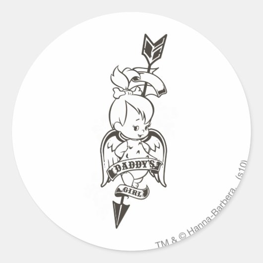 PEBBLES™ Papa's meisje B&W Ronde Sticker (Voorkant)