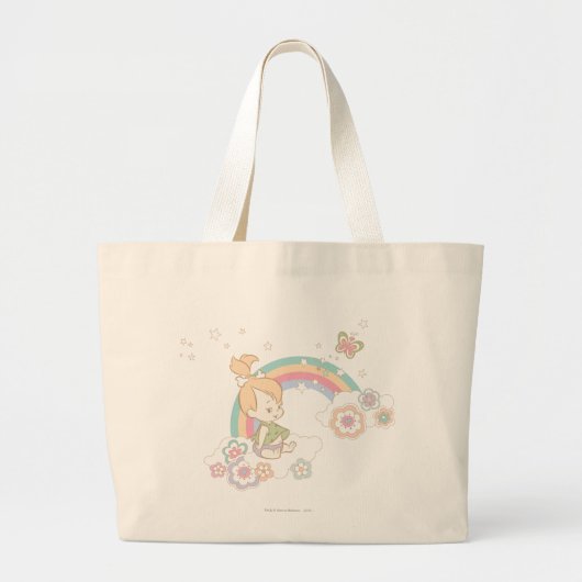 PEBBLES™ Rainbow- en Bloerwolken Grote Tote Bag (Voorkant)