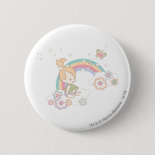 PEBBLES™ Rainbow- en Bloerwolken Ronde Button 5,7 Cm (Voorkant)