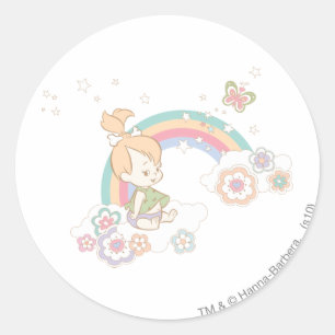 PEBBLES™ Rainbow- en Bloerwolken Ronde Sticker