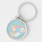 PEBBLES™ Rainbow- en Bloerwolken Sleutelhanger (Voorkant)