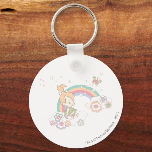 PEBBLES™ Rainbow- en Bloerwolken Sleutelhanger (Voorkant)