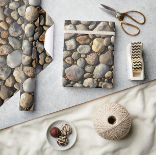 Pebbles Texture Print Wrapping Paper Roll Cadeaupapier