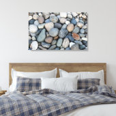 Pebbles Triptych Wall Art Canvas Afdruk (Insitu (Slaapkamer))