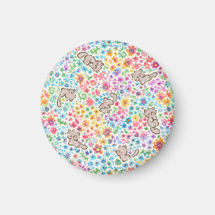Pebble's Whimsical Garden Grijze Kat & Helder Bloe Magneet
