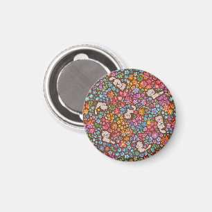 Pebble's Whimsical Garden Grijze Kat & Helder Bloe Magneet