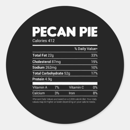 Pecan E Nutrition Facts Tee Family Matching Christ Ronde Sticker (Voorkant)