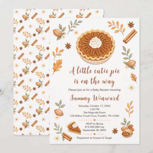 Pecan Pie Herfst Baby Shower Kaart (Voorkant / Achterkant)