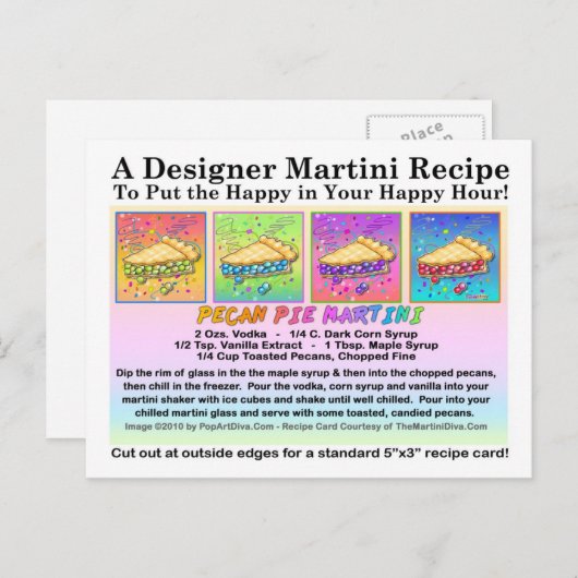 Pecan Pie Martini Recept Kaart Briefkaart (Voorkant / Achterkant)