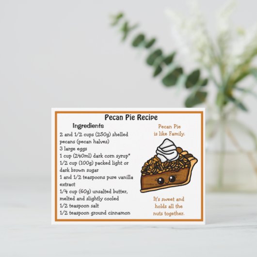 Pecan Pie Recept Kaart (Staand voorkant)