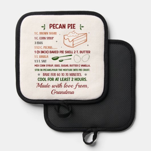 Pecan Pie Recept Pannenlap (Voorkant / Achterkant)