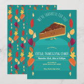 Pecan Pie verlaat Blauwgroen Virtual Thanksgiving Kaart (Voorkant / Achterkant)