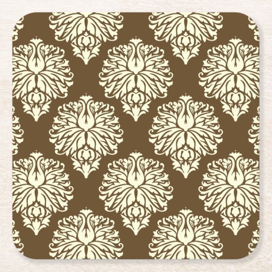 Pecan Southern Cottage Damask Kartonnen Onderzetters (Voorkant)
