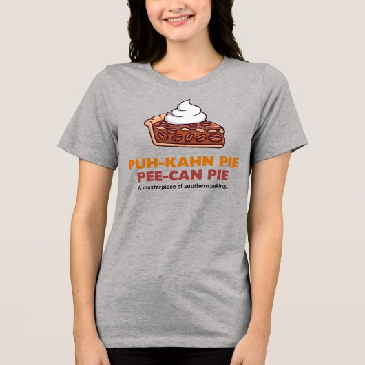 Pecannotentaartpunt met slagroom Tri-Blend shirt (Voorkant)