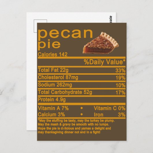 pecanpie Nutrition Feit Thanksgiving cake T-Shir Briefkaart (Voorkant / Achterkant)