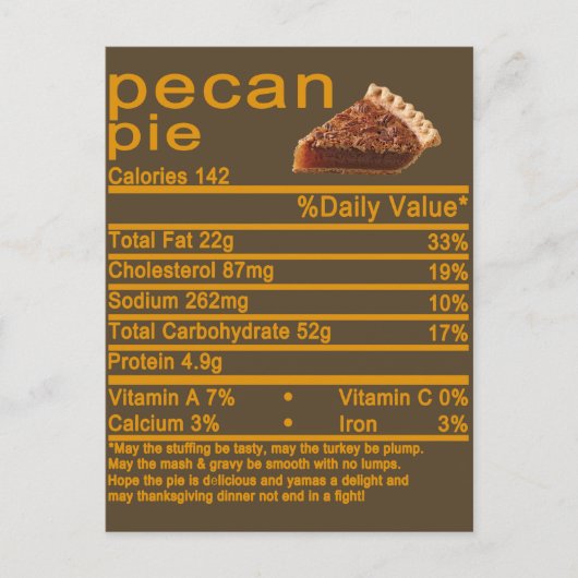 pecanpie Nutrition Feit Thanksgiving cake T-Shir Briefkaart (Voorkant)