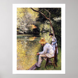 "Pêche à la ligne" door Gustave Caillebotte Poster