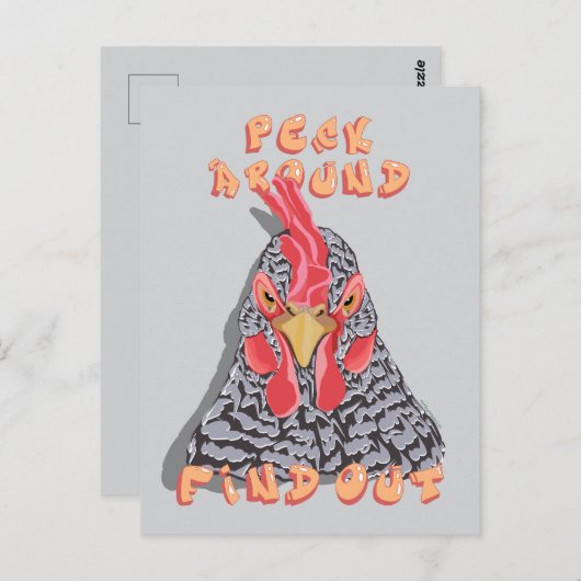 Peck Around Ontdek het - kippenpikorde Briefkaart (Voorkant / Achterkant)