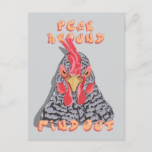 Peck Around Ontdek het - kippenpikorde Briefkaart (Voorkant)