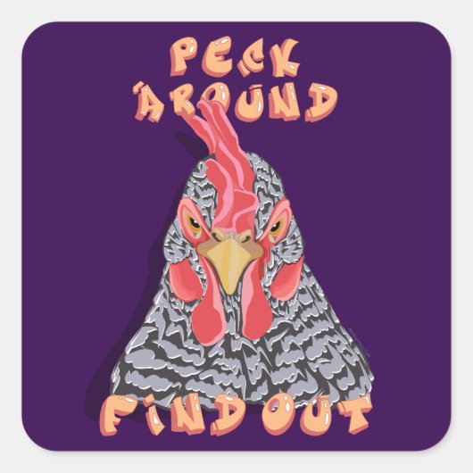 Peck Around Ontdek het - kippenpikorde Vierkante Sticker (Voorkant)