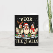 Peck The Halls Chicken Christmas Farm Animal Funny Kaart (Voorkant)