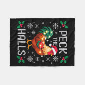 Peck The Halls Chicken Christmas Lights Snowflakes Fleece Deken (Voorkant (Horizontaal))