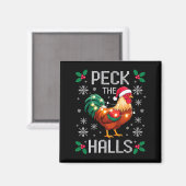 Peck The Halls Chicken Christmas Lights Snowflakes Magneet (Voorkant / Achterkant)