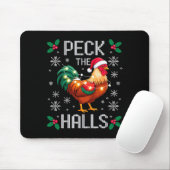 Peck The Halls Chicken Christmas Lights Snowflakes Muismat (Met muis)
