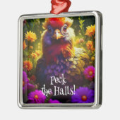 Peck the Halls Chicken Pun | Kerstkippen Metalen Ornament (Links)