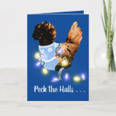 Peck the Halls Golden Laced Poolse kerstkaart Feestdagen Kaart (Voorkant)
