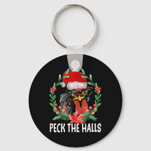 Peck The Halls Kip Sneeuwvlokken Kerstmis Kerstman Sleutelhanger