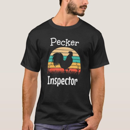 Pecker Inspector Rooster en Retro Sun T-shirt (Voorkant)