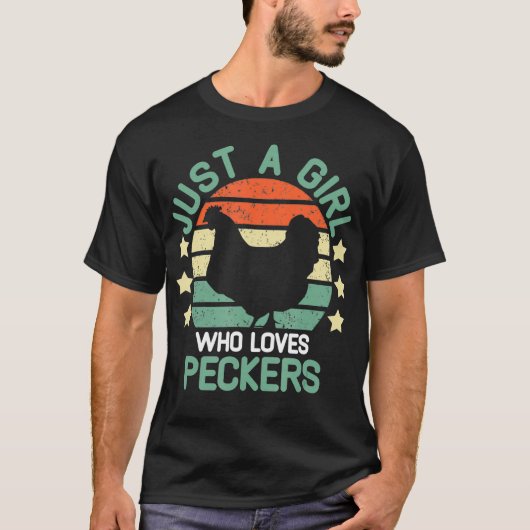 Peckers is gewoon een meisje dat van Peckers kippe T-shirt (Voorkant)