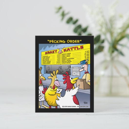 "Pecking Order" Briefkaart (Staand voorkant)