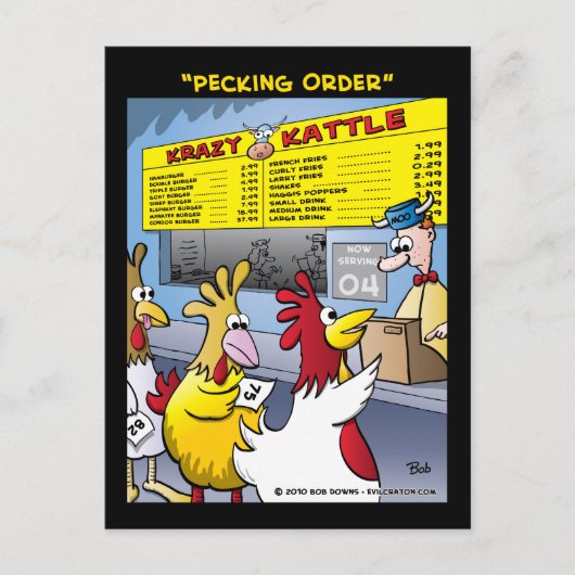 "Pecking Order" Briefkaart (Voorkant)