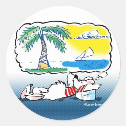 Peckinpaw droomt! ronde sticker (Voorkant)
