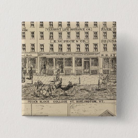 Peck's Block Vierkante Button 5,1 Cm (Voorkant)