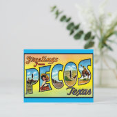 Pecos, Texas Greetings Vintage Travel Briefkaart (Staand voorkant)