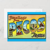 Pecos, Texas Greetings Vintage Travel Briefkaart (Voorkant / Achterkant)