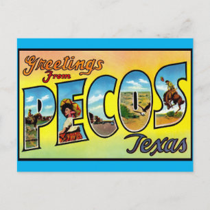 Pecos, Texas Greetings Vintage Travel Briefkaart