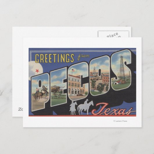 Pecos, TexasLarge Letter ScenesPecos, TX Briefkaart (Voorkant / Achterkant)