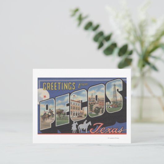 Pecos, TexasLarge Letter ScenesPecos, TX Briefkaart (Staand voorkant)