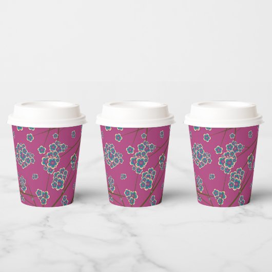 Peculiar Branches 8oz. Boysenberry Paper Cups Papieren Bekers (Multi)