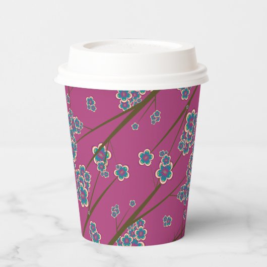 Peculiar Branches 8oz. Boysenberry Paper Cups Papieren Bekers (Links)
